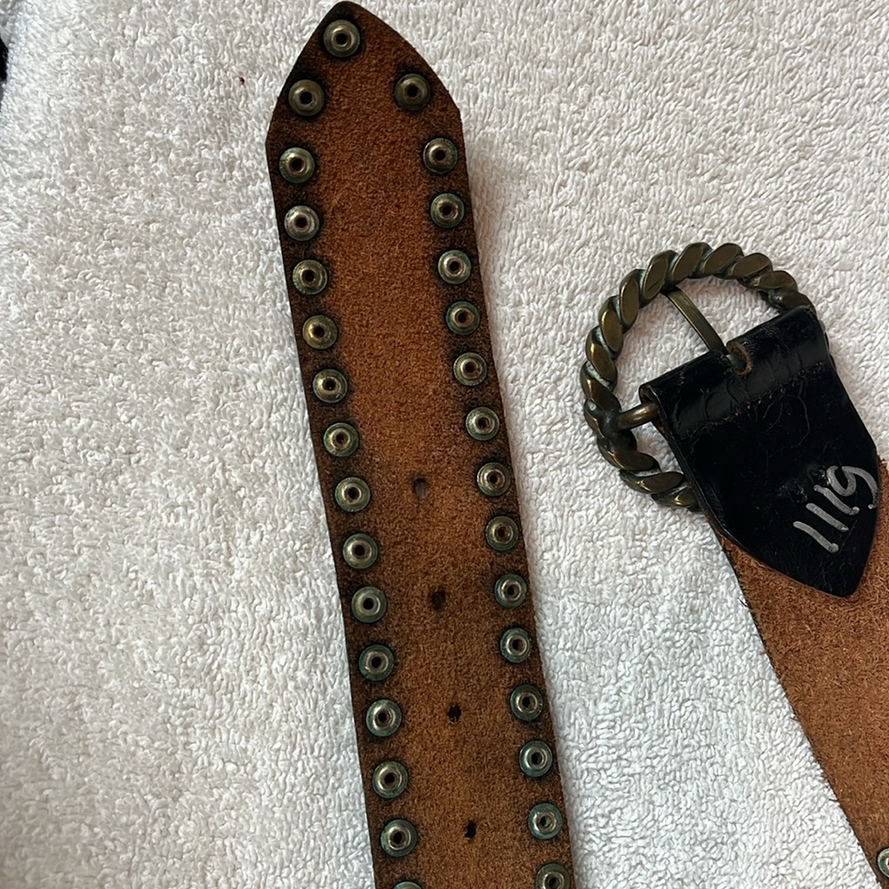 Fully Tooled Grommets Leather Belt Vintage white flower Western Cowgirl - Picture 7 of 12